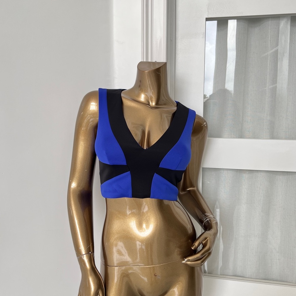 Brand New Bebe Blue and Black Crop Top